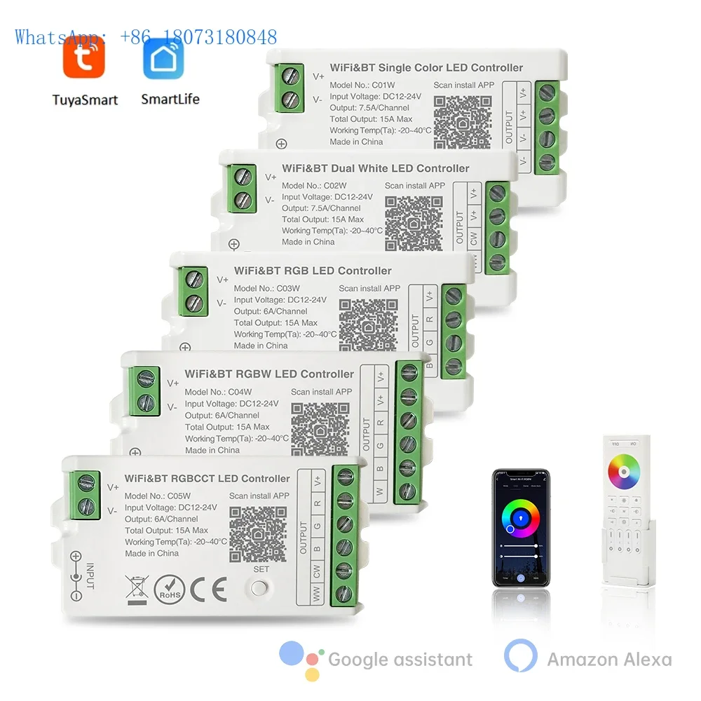 

Tuya series single color/ CCT/RGB/RGBW/RGBCCT smart phone APP controllers dimmers