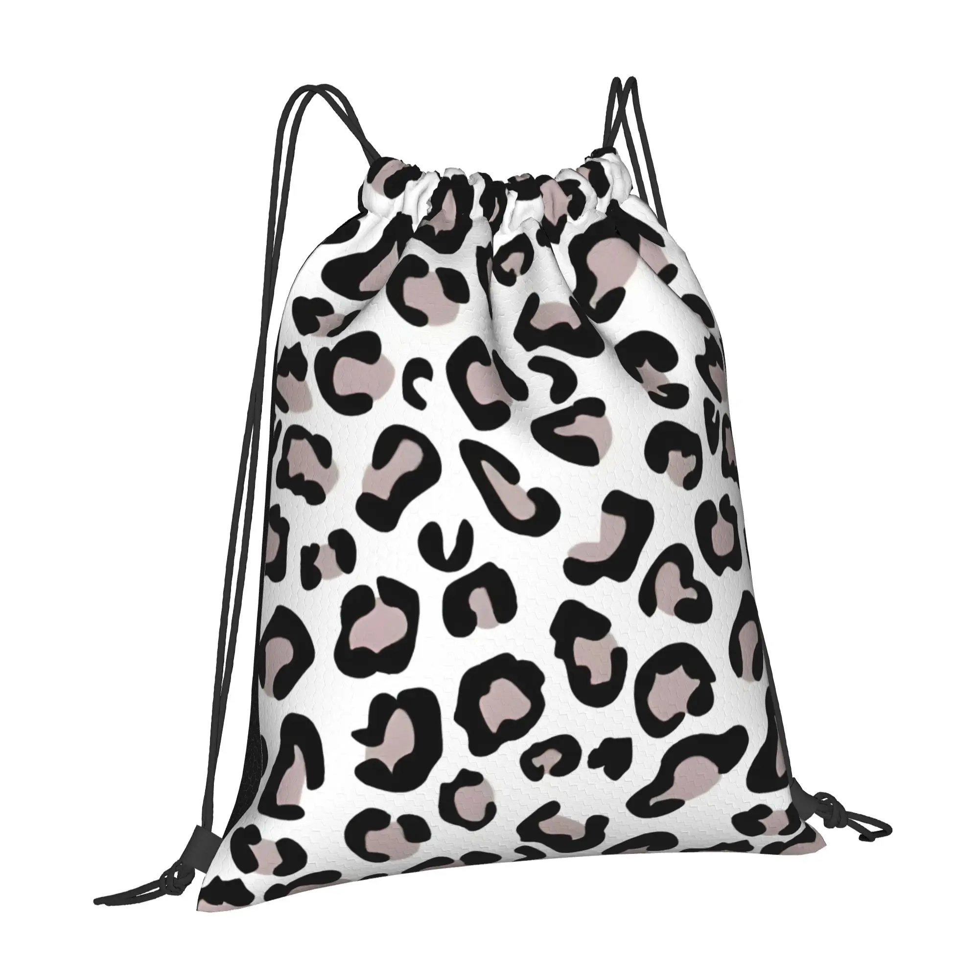 Brown Cheetah Print Leopard Print Portable Hiking Drawstring Backpack Riding Backpack Gym Shoes Drawstring Bags