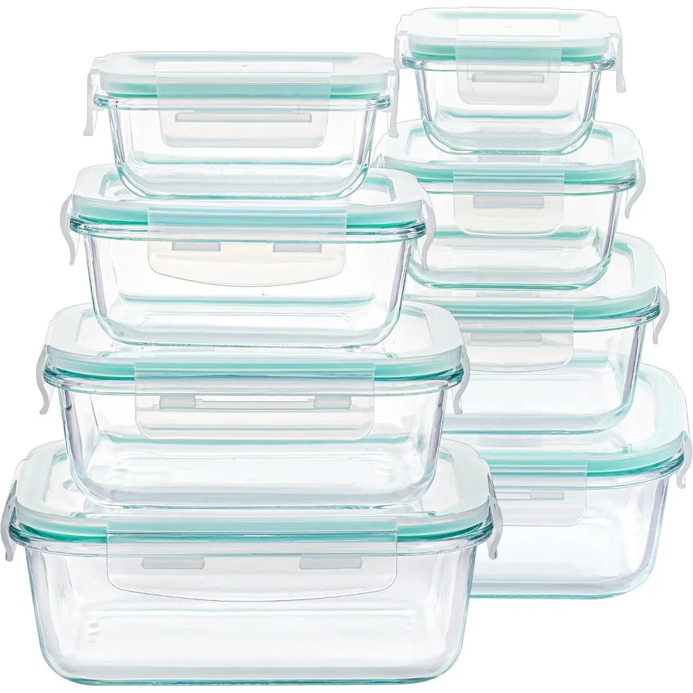 

8-Pack Glass Food Storage Containers with Airtight Lids, Microwave, Oven, Freezer & Dishwasher Safe, BPA-Free