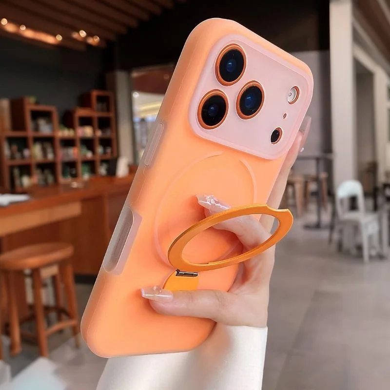 Jelly Soft Silicone Magnetic For Magsafe Phone Case For iPhone 17 18 16 15 14 Pro Max Ring Stand Holder Shockproof Bumper Cover view 4