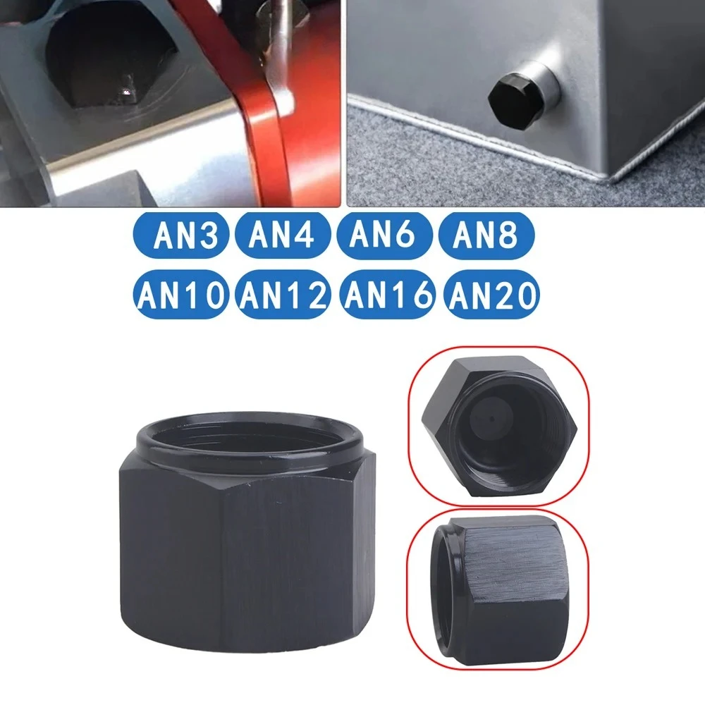 Black AN6 AN8 AN10 Adapter Female Flare End Cap Plug Tube Nut Hexagon Head Port Blanking Plugs Cap Lock Hose Connector Fitting