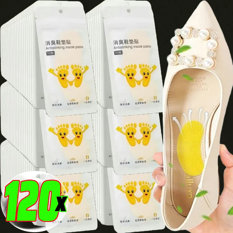 

12/120Pcs Lemon Shoes Deodorant Sticker Deodorant Foot Odor Sneaker Fresh Fruity Aroma Insole Sterilization Stickers Wholesale