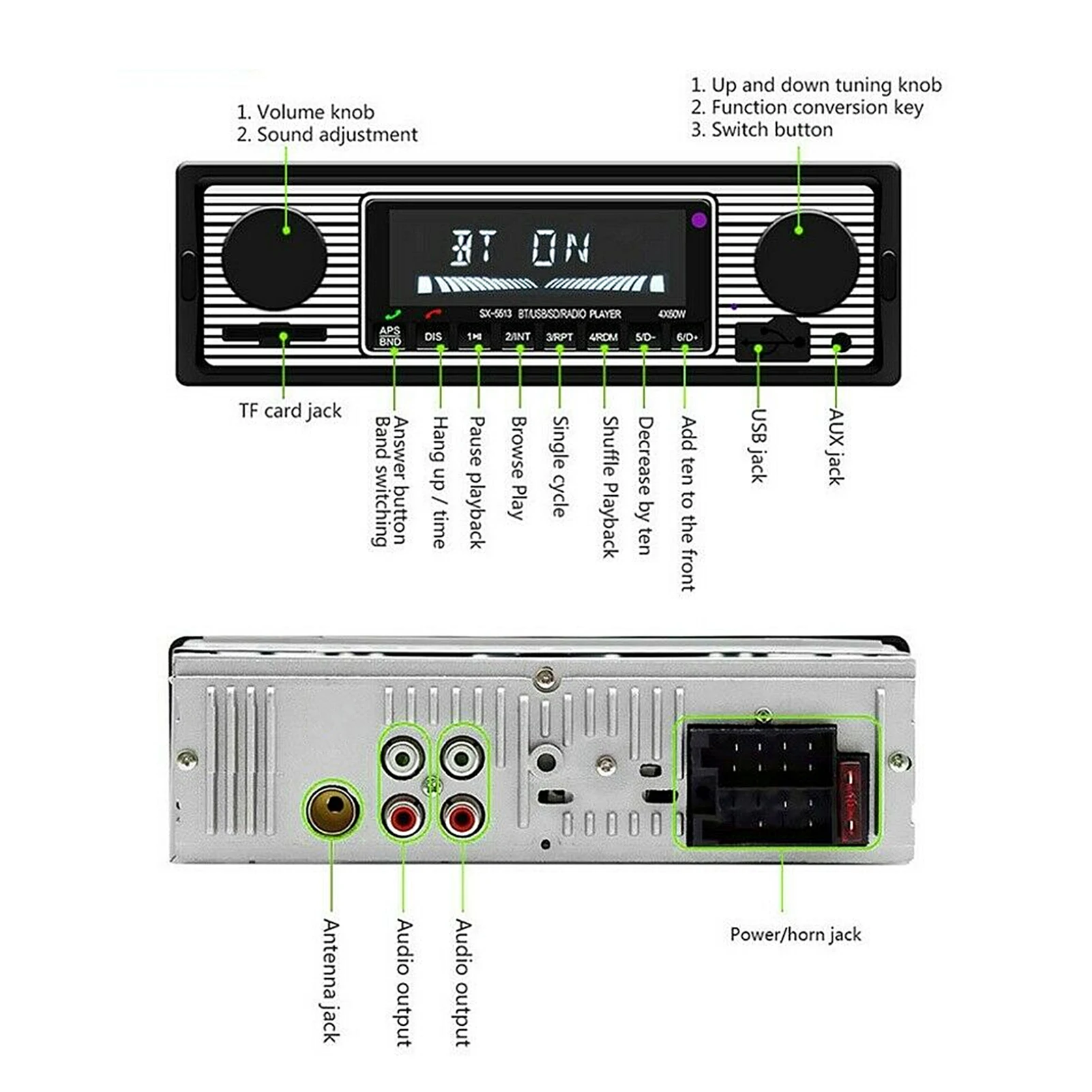 

Car FM Transmitter, Auto Bluetooth Radio Classic Auto Stereo MP3 Music Player with USb Sd AUx FM InDash Head Unit