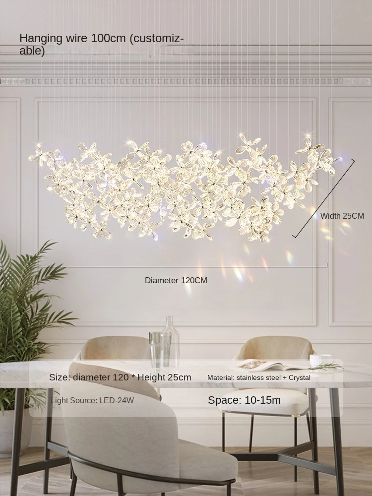 Modern Luxury Restaurant Crystal LED Chandelier Bar Large Home Design Flower Shaped Crystal Decorative Lighting Fixture