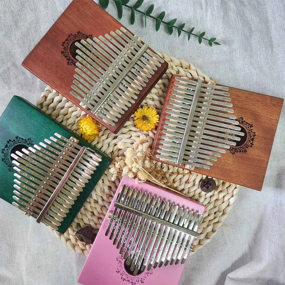 DOZZLY Kalimba Thumb Piano 17 teclas Piano portátil de madera con martillo Regalos para niños y adultos principiantes
