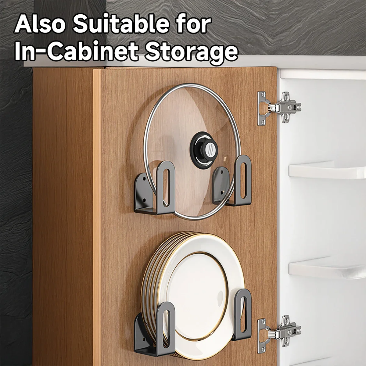 1 Pair Pot Lid Rack Pot Cover Cutting Board Holder Sponge Storage Shelf Kitchen Bathroom Wall Mounted Organizer Rack Accessories