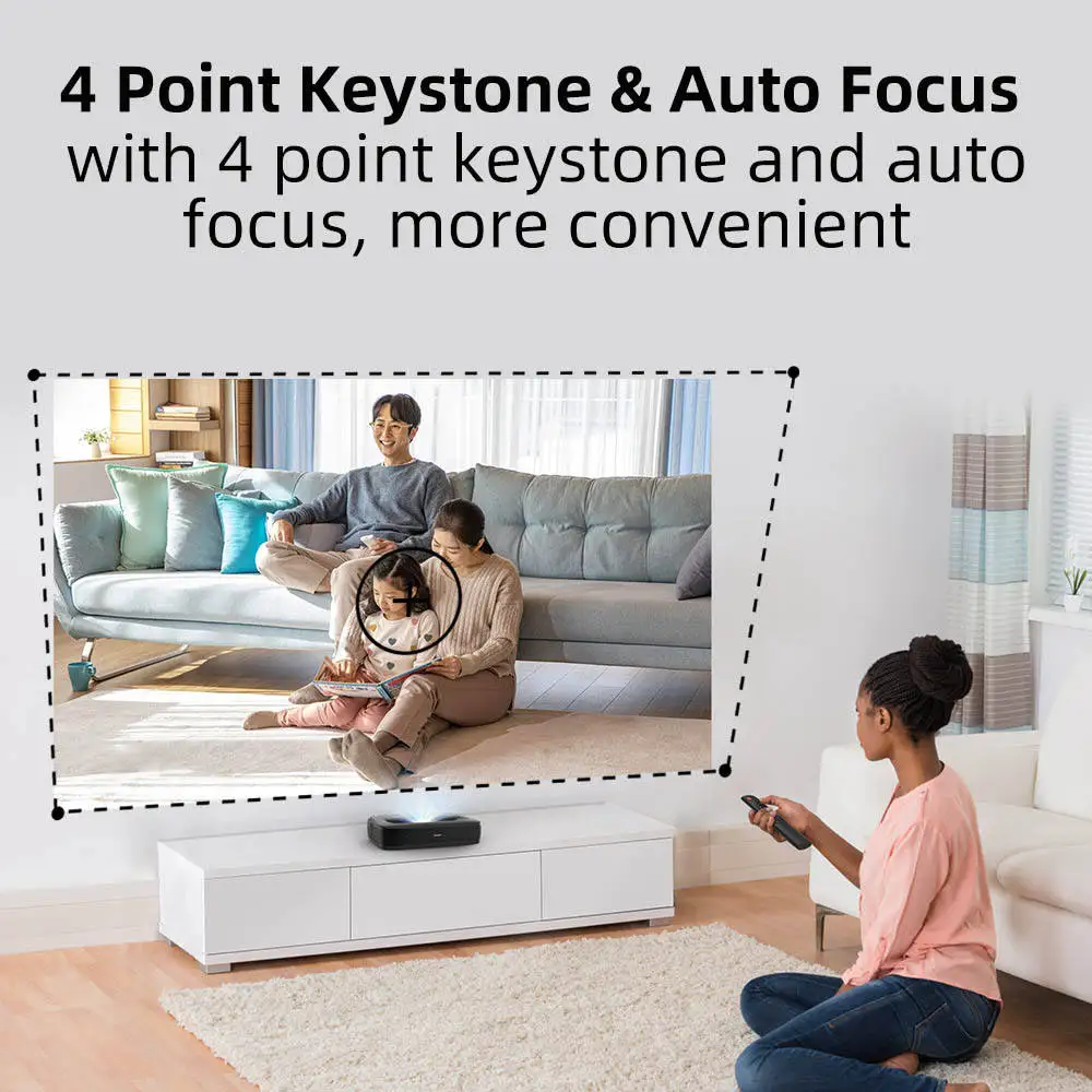 Newest H2 Mini Smart TV Short Throw Triple Laser Projector,1080P Native MAX 8K 1200 ANSI Android9 Full Auto Video Projector