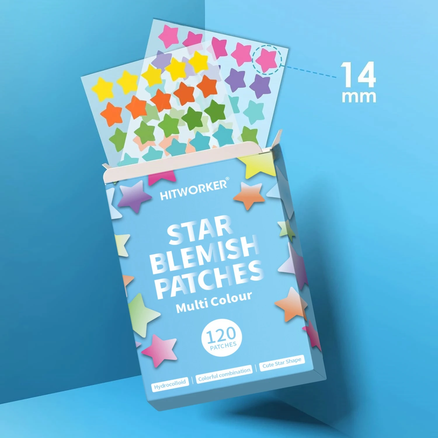 120 قطعة من رقع حب الشباب بحمض الساليسيليك، مجموعة نجوم ملونة لعلاج العيب والعناية بالبشرة