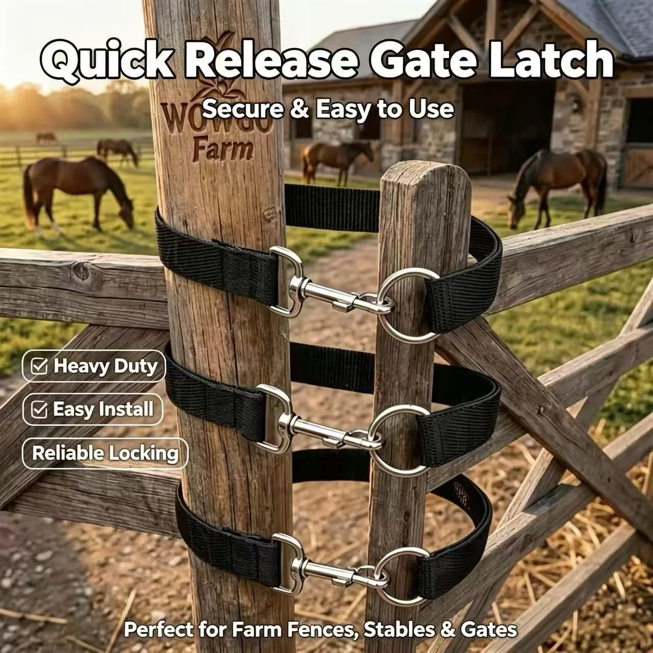 Thickened horse farm and ranch gate latch, horse and sheep shed door lock, single-loop noose rope latch, horse fence