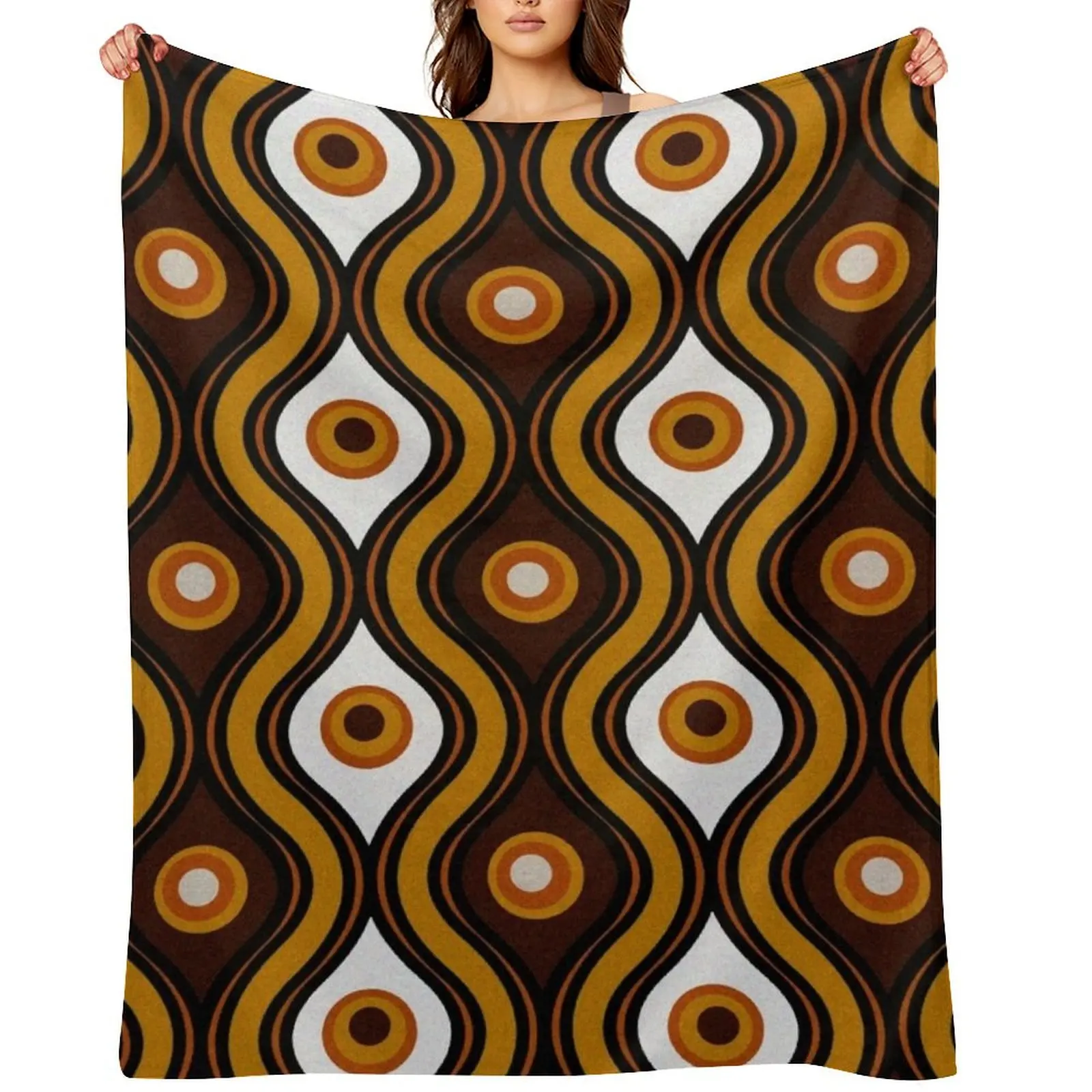 

Retro 1970's Style Seventies Vintage Pattern Throw Blanket bed plaid Nap Sofa Throw Soft Plaid Blankets