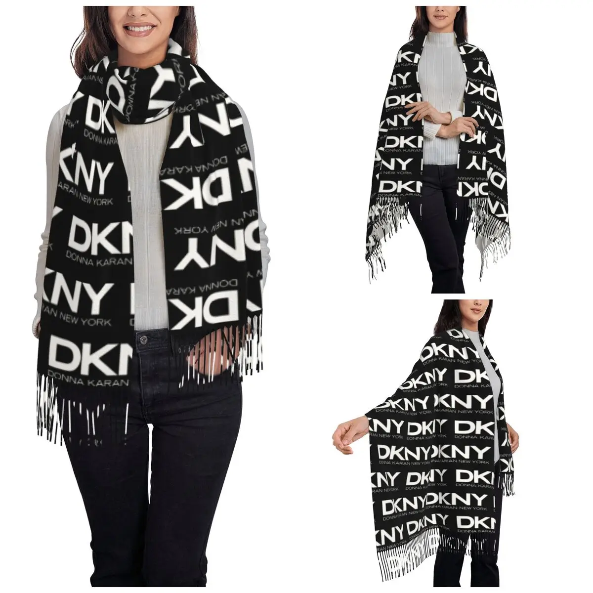 Womens Scarf with Tassel DKNYS Pilgrim Large Winter Fall Shawl Wrap Daily Wear Cashmere Scarf