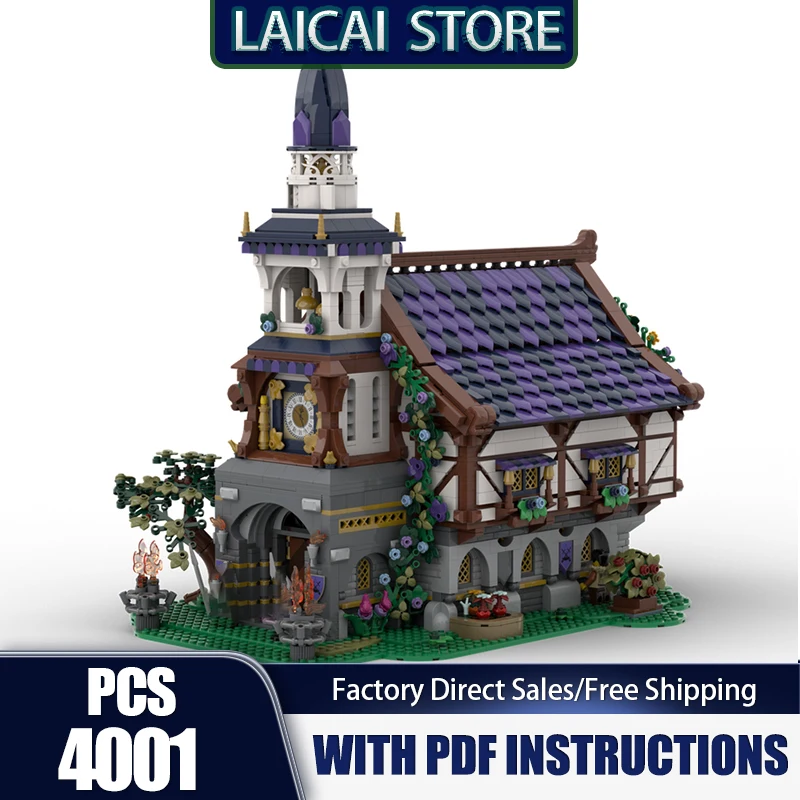 

Moc Building Bricks Modular Rathaus/Town Hall Castle Model Technology Medieval Gift Construstion DIY Assembly Holiday Sets Toys