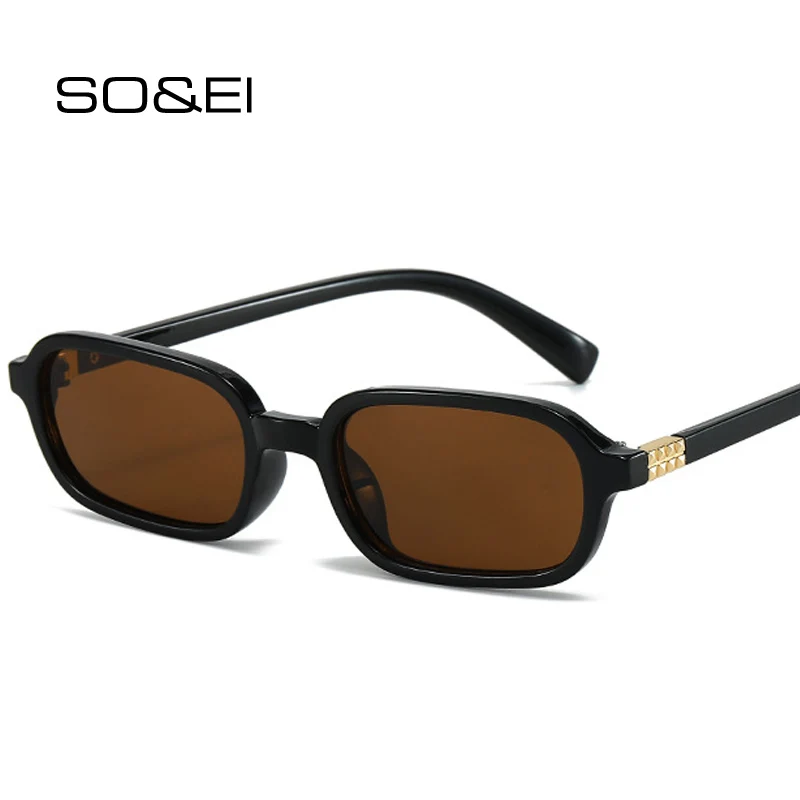 SO&EI New Rectangle Sunglasses Women Vintage Brand Designer Shades UV400 Men Trending Punk Sun Glasses