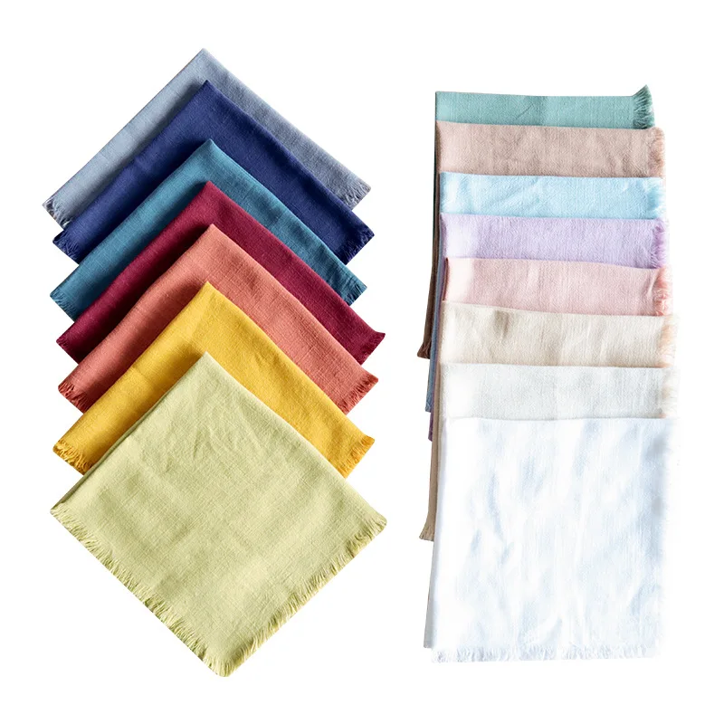 12pcs Large Napkins 45x45cm Rustic Cotton Gauze Napkin Muslin Tea Towel Dinner Retro Cheesecloth Wedding Party Linen Decor