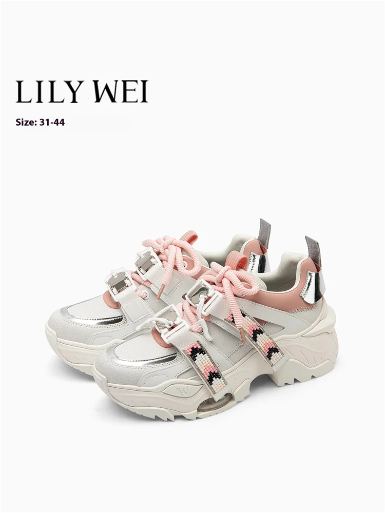 

Spring cow velvet lace sequin thick-sole mesh couple dad shoes heightening casual large size small size high-heeled women's shoe
