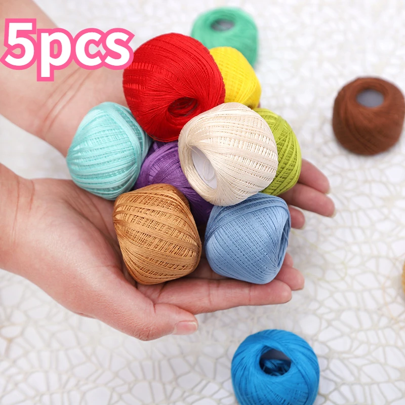 

20g/5pcs Crochet Yarn Thread Size 10 Lace Yarn for Hand Crochet Yarn for Knitting Micro-hook Shuttle Hand Pure Cotton Lace Line