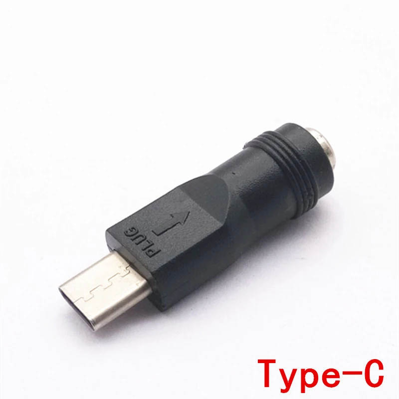 1PC Adaptador de Alimentação DC Conversor 5.5x2.1mm Jack Fêmea para USB Tipo C Conector Macho
