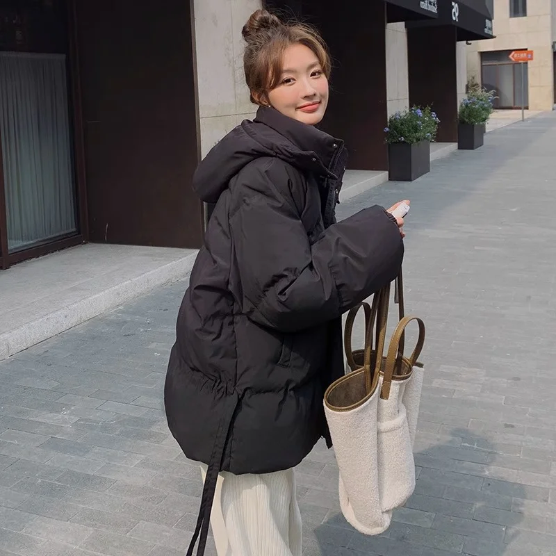 

plus Size Women's Cotton Jaet Long Sve Stand Collar ket Autumn Winter Meat Concealing Trendy Korean Sle Outerwear