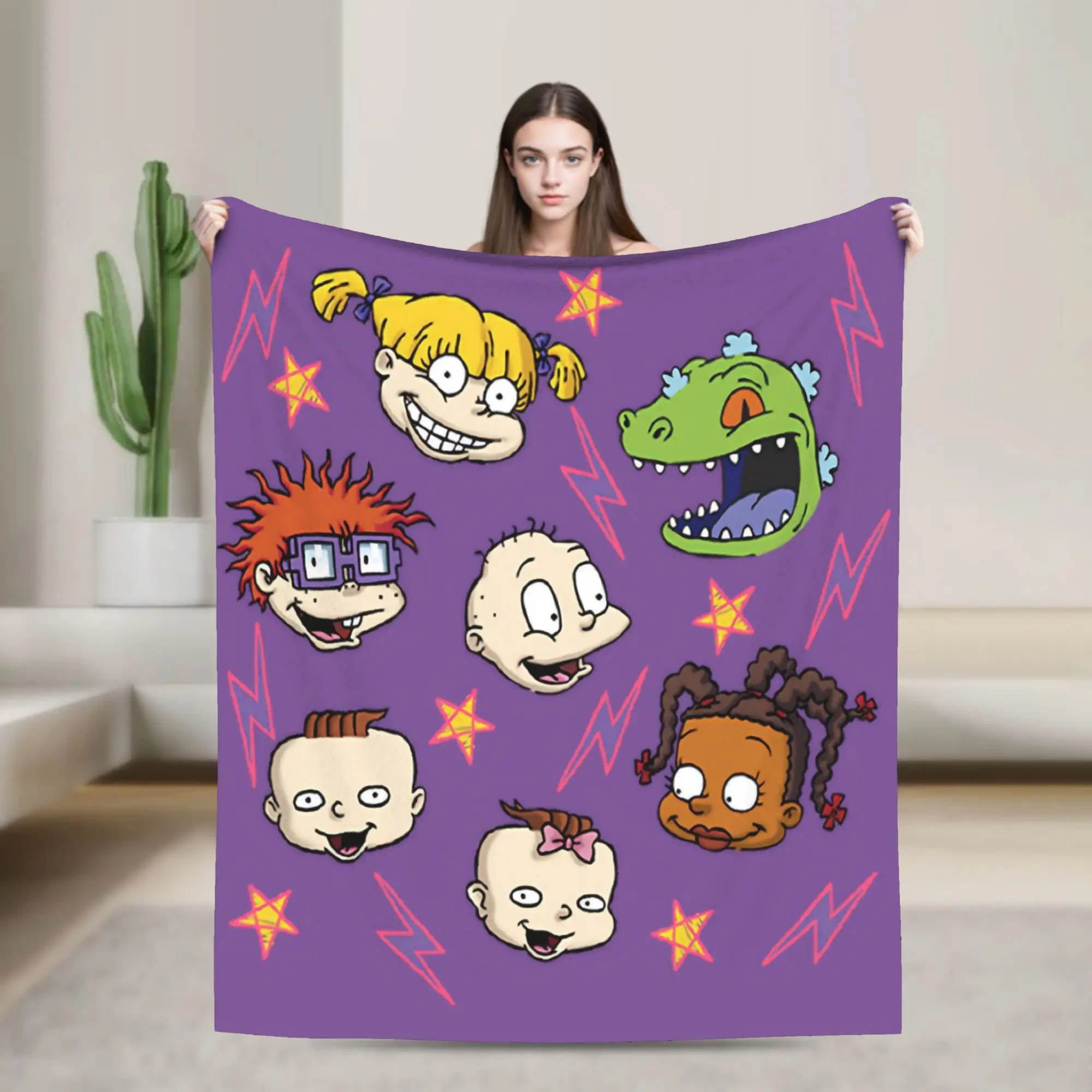 Super Soft Cartoon R-Rugrats Throw Blanket Premium Flannel Fleece Lightweight  Bed Blanket Fuzzy Plush Blankets All Season Use