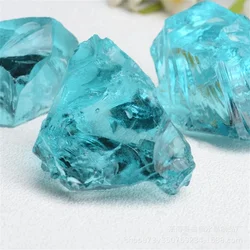 Clear Sea Blue Natural Crystal Colored Glaze Tumbled Crushed Gemstones Filler Tank Fish Landscaping Home Decor Crafts