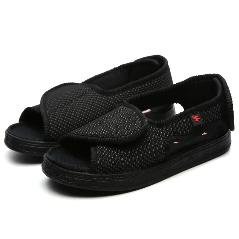 

Summer dew toe diabetic shoe female foot swollen feet wide magic stick shoes thumb outside the middle-aged old Men's sandal