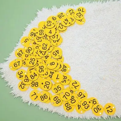 100Pcs Numbered Plastic Key Tags Holes Circular Number Labels Keychain Id Gym Sauna Hotel School Management