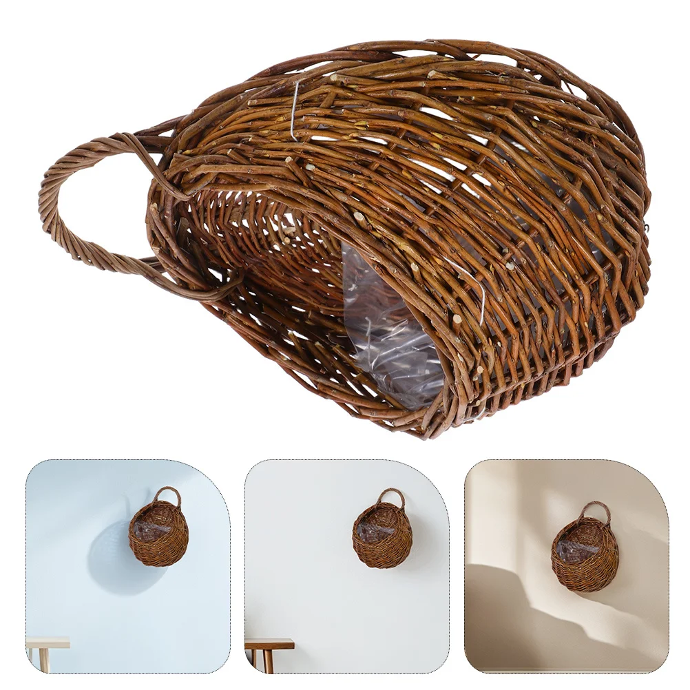 

1pcs Woven Wall Hanging Basket 9 X 7 In Rattan Storage Organizer For Kitchen Garden Vegetable Fruit Produce Indoor Plant Flower