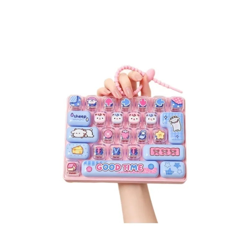 Cute 26 Keys Pop It Keyboard Fidget Toy Keychain Large Size Stress Relief Press Toy Bag Pendant Kids Gift