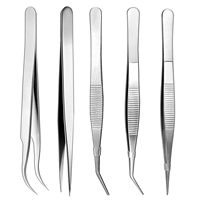 5-Piece Stainless Steel Tweezers Set - Precision Tools for Crafts, Cooking & Repairs
