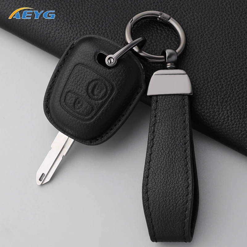 leather Car Remote Key Case Cover Shell For Peugeot 106 107 206 207 306 307 406 407 For Citroen C1 C4 Protector Accessories