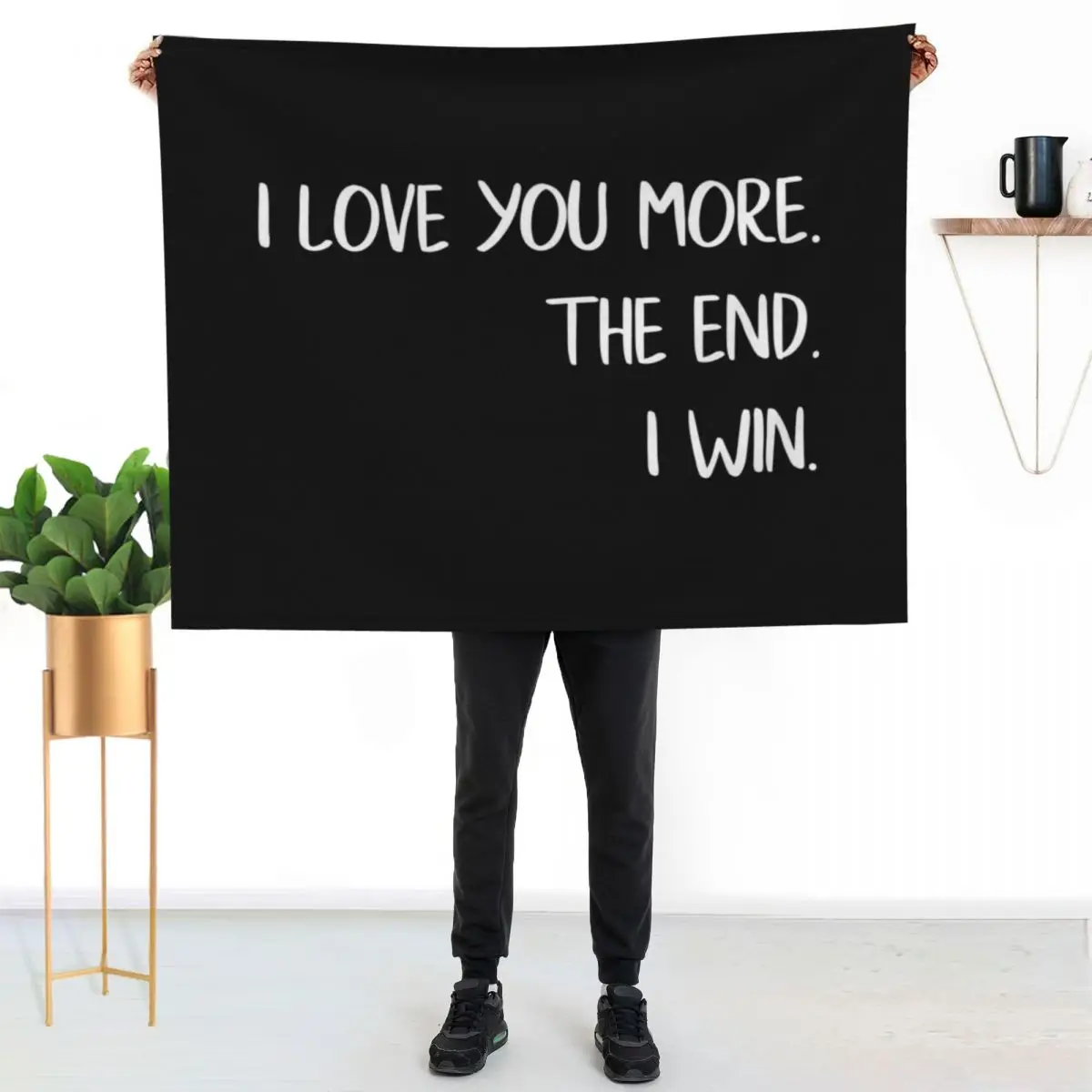 I Love You More The End I Win Love Quote Throw Blanket Heavy Soft Big warm winter Decorative Beds Flannels Blankets