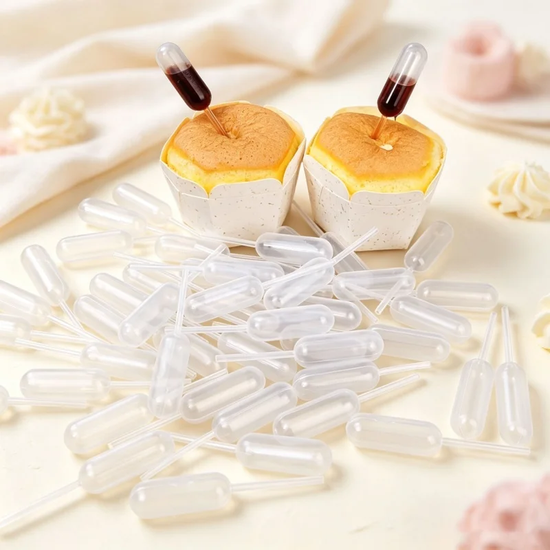Disposable Cake Squeeze Sauce Dropper Capsule-shaped Baking Sauce Straw Muffin Cupcake Sandwich Syringe