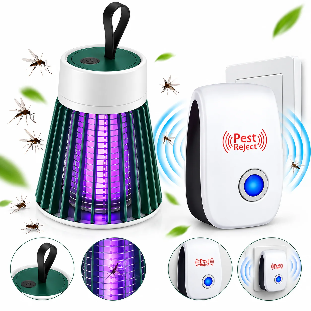 Dispositivo Inseticida com Carregamento USB |   Luz UV para Matar Mosquitos, Adequada para Ambientes Internos