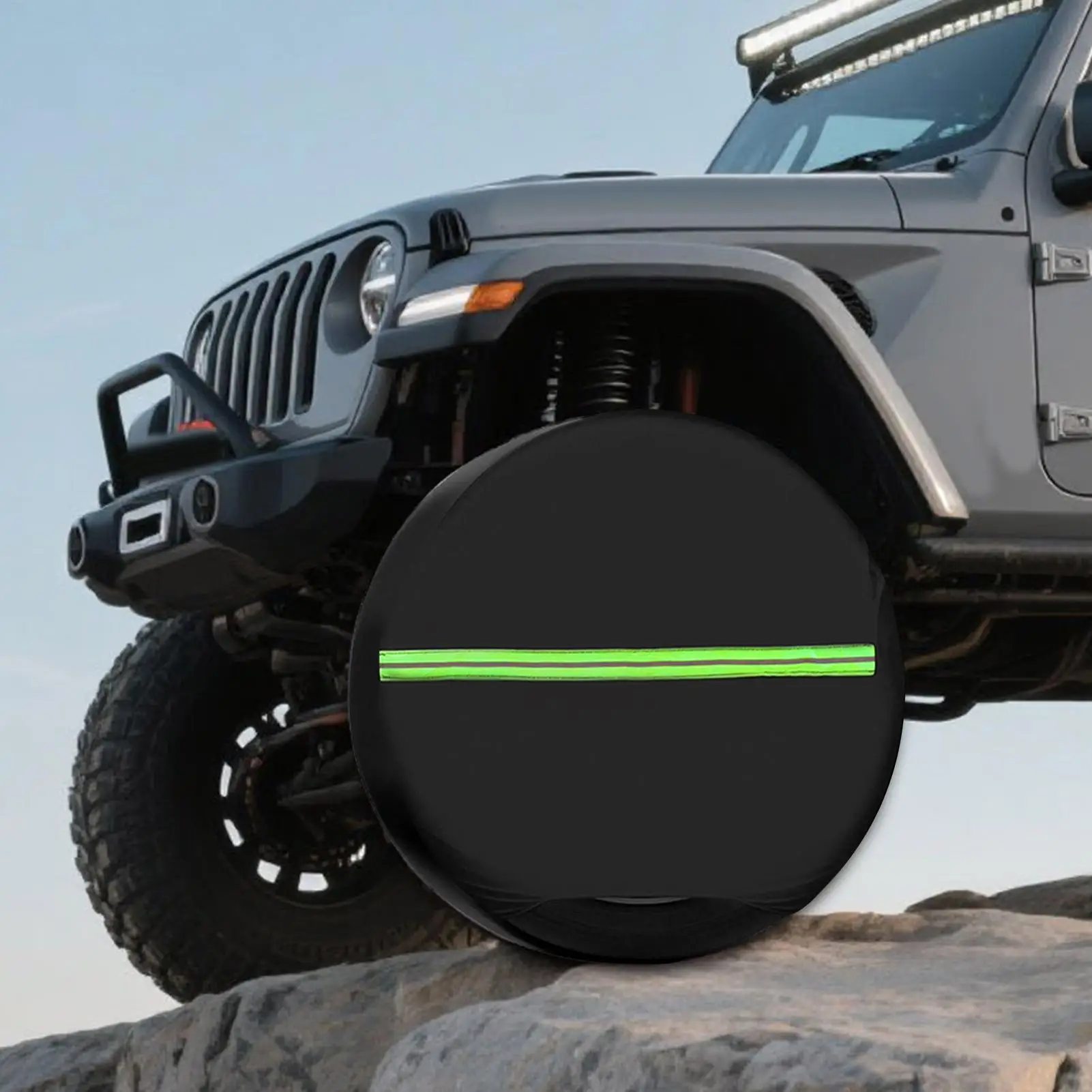 Car Tire Cover 4 Pieces Tire Protector Cover Reflective Car Accessories Sun Rain Snow Dust Protection Bag for Vehicles Trucks