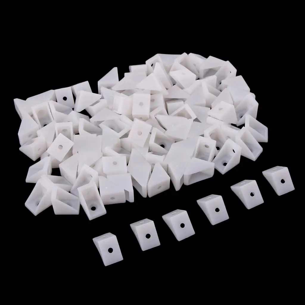 100Pc White L Shape Corner Braces Joint Brackets Furniture Corner Protectors