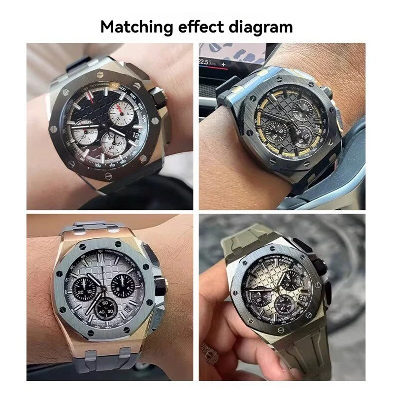 Soft Fluoro Rubber Strap For AP ROYAL OAK OFFSHORE 26420 Quality Steel End Link Quick Release FKM Watch Band Men's wristband