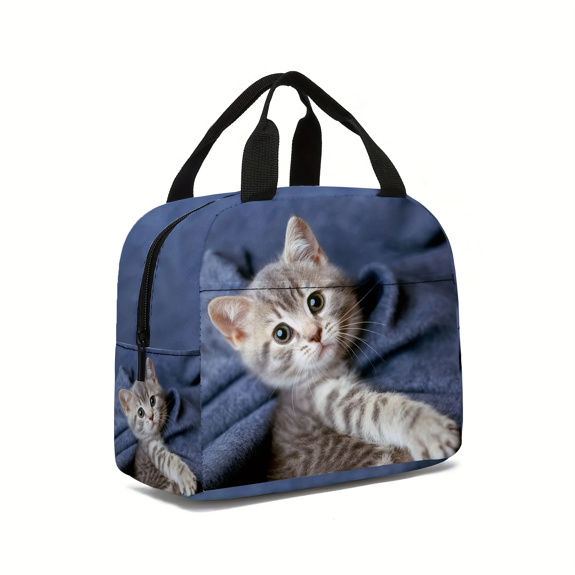 Cat Dog Lunch Cute Pet-Themed Insulated Cooler Tote with Cat Dog Face Non-Food Contact Cooler for Work Travel Picnics
