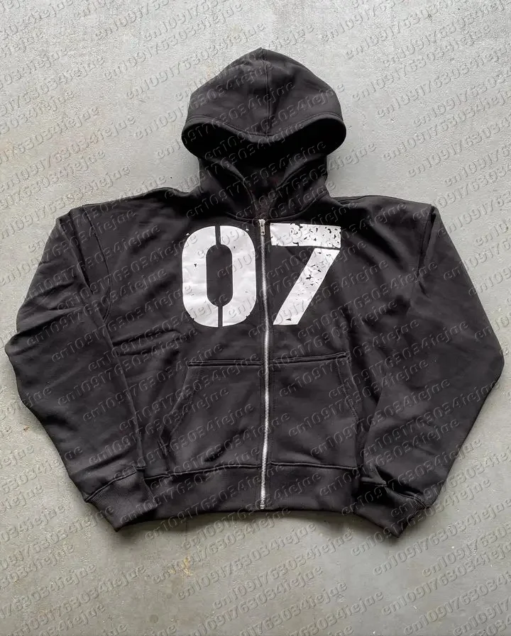 Streetwear Y2K Lässige Baggy-Sweatpants mit Kordelzug, Sporthose, Reißverschluss-Cardigan, Modischer Digitaldruck, Kapuzenpullover für Männer und Kinder, Street-Set – Detail 5