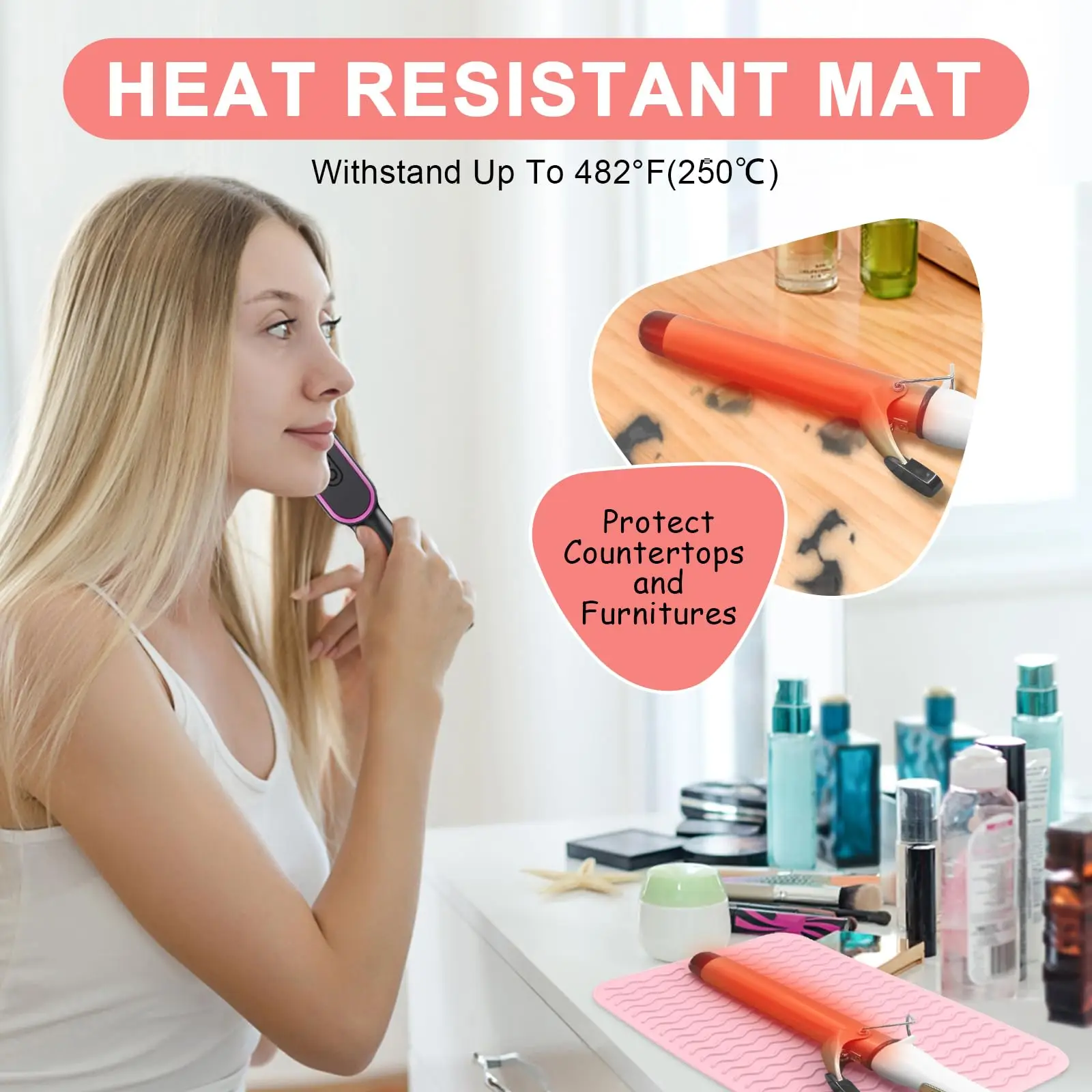 Silicone Heat Resistant Mat For Hair Insulation Mat Portable Hot Tools Pad Straightener Curling Stick Curler Flat Irons