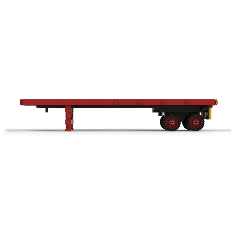 HtMoc truck transporter turntable drawbar trailer building blocks Long Platform trailer kids bricks model moc trailer diy