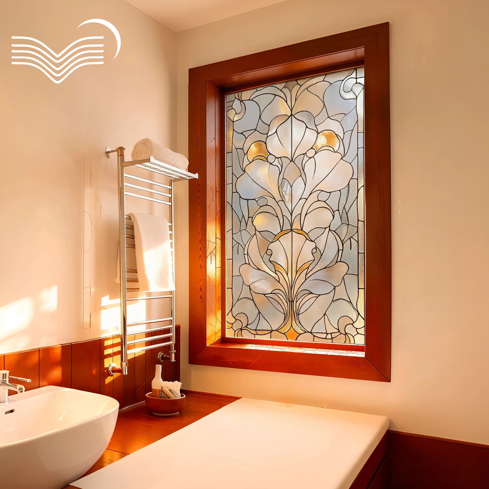 Vintage Art Nouveau Stained Glass Window Film Static Cling & Self-Adhesive Glass Sticker Anti-peep PVC Decal For Glass Door