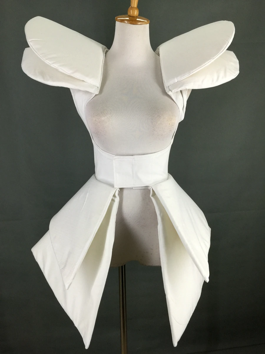 

White Black Exaggerated Flying Shoulder Coat Sexy Singer music festival stage costume Nightclub Gogo Dance Costume