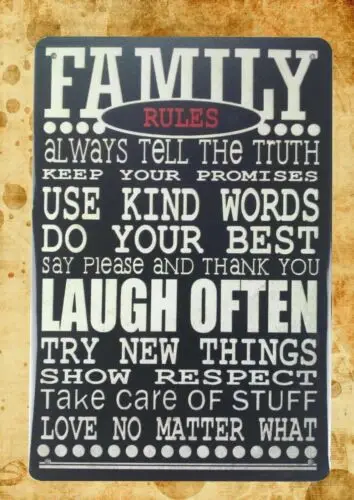 Семейные правила Laugh Often, жестяная металлическая вывеска, садовые металлические вывески для двора, алюминий
