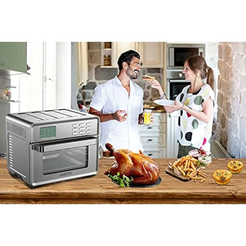 Stainless Steel Large Capacity 26.8 QT Air Fryer 24 in 1 Multi-function 360 Air Circulation Toaster Oven LCD digital Display