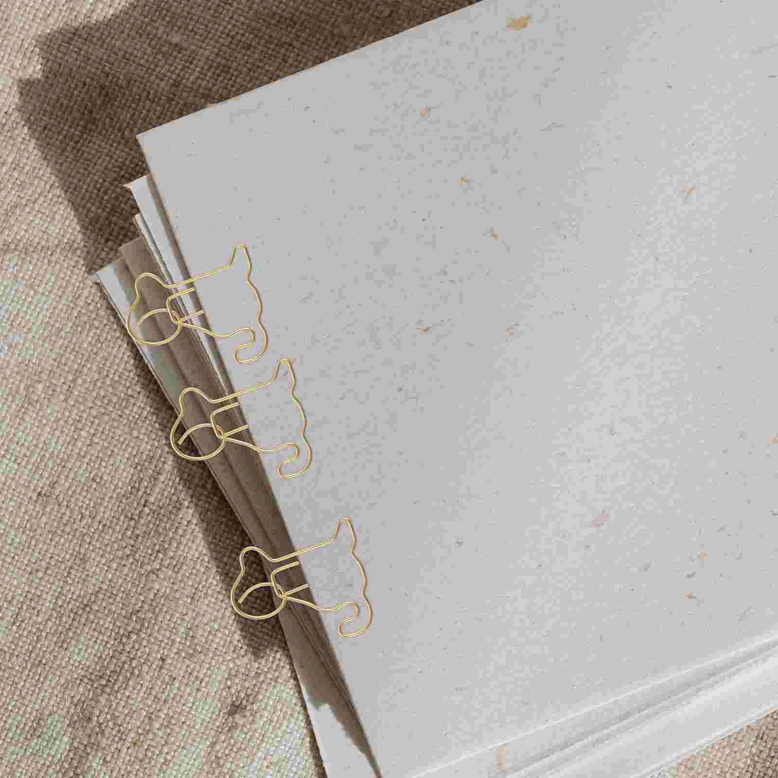 50 Pcs Clips Paper Small Delicate for Document Cartoon Office Paperclips Golden Work