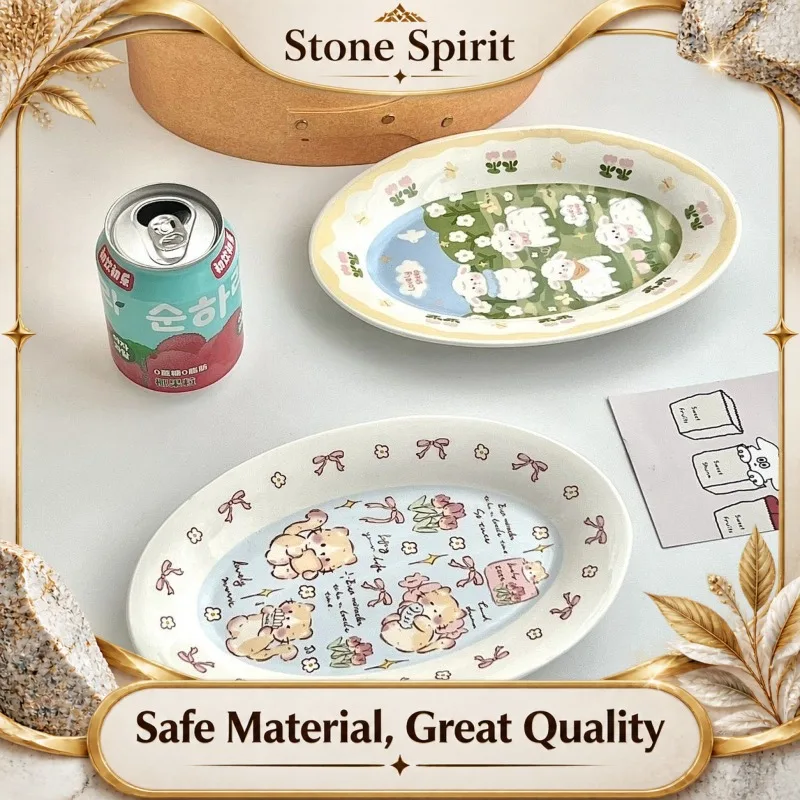 Korean Style Cartoon Ceramic Plate Set, Cute Fish Design Dessert & Salad Dish for Breakfast,Meal Tableware Gift Collection