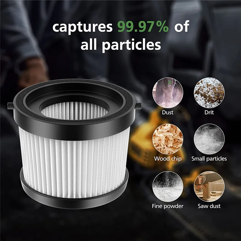2Pcs HEPA Replacement Filter for DEWALT DCV501HB 20V Cordless Handheld Vacuum, with Black Gasket, Part DCV5011H image 2