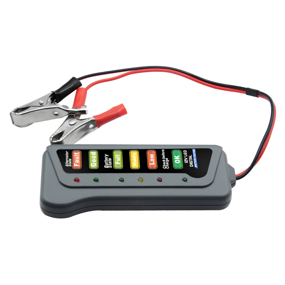 Hot Selling 12V Digital Battery Alternator Tester With 6 LED Lights Display Battery Testers With Brake Fluid Tester