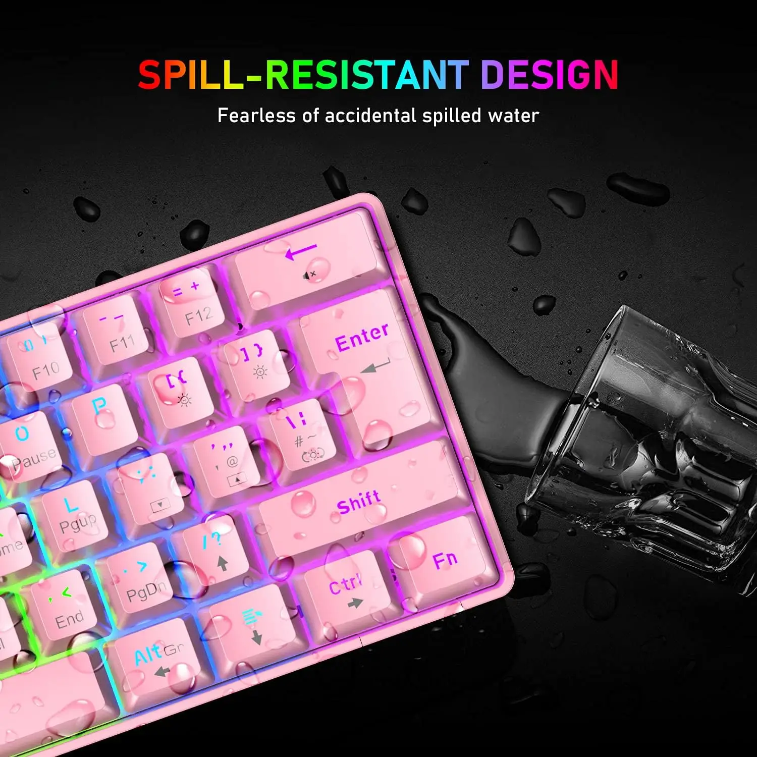 60% gamingtoetsenbord en muiscombinatie Samll Mini RGB LED-achtergrondverlichting Mechanisch gevoel en honingraat optische muis