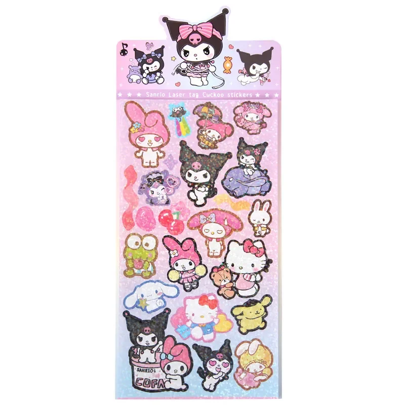 20pcs Sanrio Cartoon Sticker Pochacco Kuromi Melody Kitty Kawaii Stickers Student Stationery Supplies Birthday Gifts Wholesale